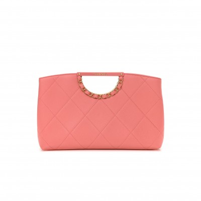CHANEL CAVIAR QUILTED A REAL CATCH CLUTCH PINK (20*7*3cm)